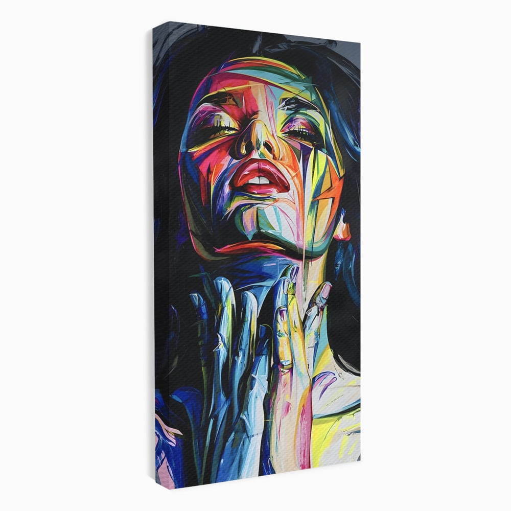 Tablou canvas cu tablou canvas cu femeie stilizata, fara rama, pe sasiu de lemn